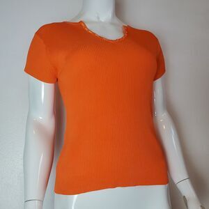 Vintage Y2K Pierre Cardin Orange Ribbed Top
